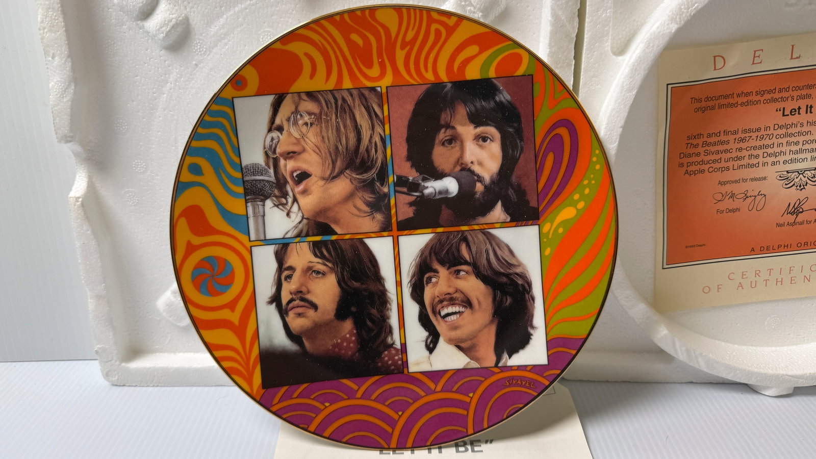 BEATLES PLATE - Delphi - LET IT BE. #6: BEATLES PLATE - Delphi - LET IT BE. #6 ($50-$75). BEATLES PLATE - Delphi - LET IT BE. Plate #6 in the series.