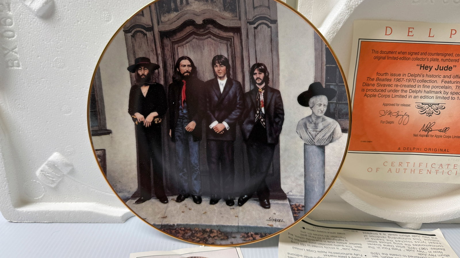 BEATLES PLATE - Delphi - HEY JUDE. #4: BEATLES PLATE - Delphi - HEY JUDE. #4 ($50-$75). BEATLES PLATE - Delphi - HEY JUDE. Plate #4 in the series.