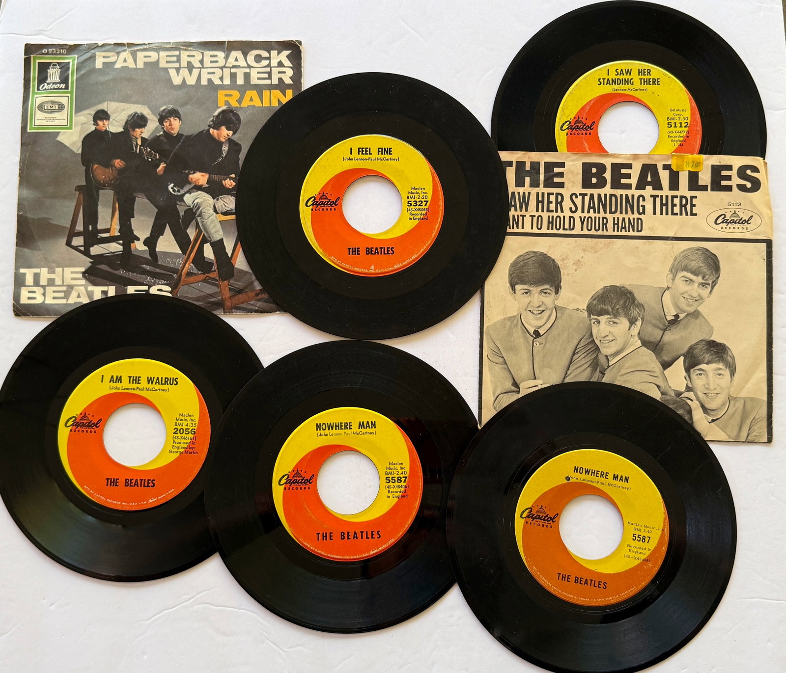 SET OF BEATLES 45RPM RECORDS and PICTURE SLEEVES 45RPM: SET OF BEATLES 45RPM RECORDS and PICTURE SLEEVES 45RPM
