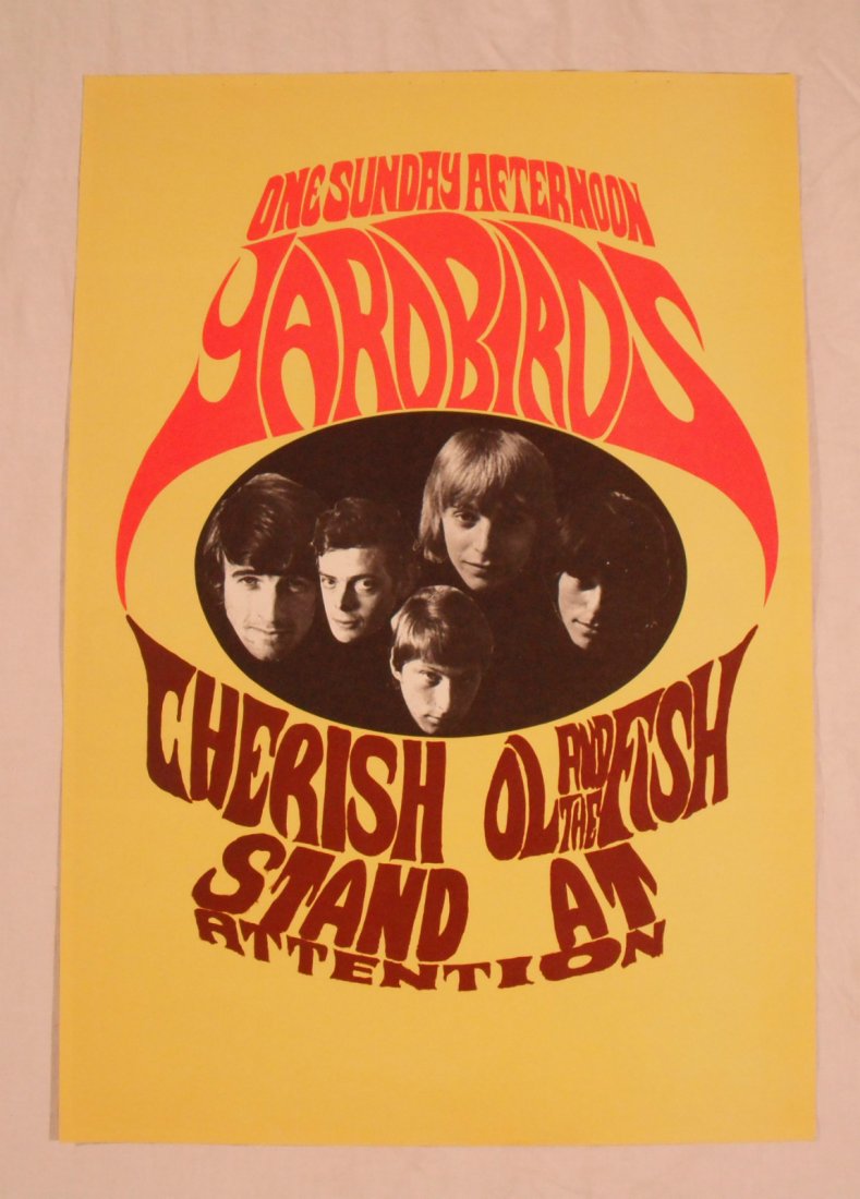 Yardbirds 1968 Konst Sweden 2-Sided Poster Jeff Beck: Original 1968 Konst-Sweden 2-Sided Portfolio Page on matte stock. Size is 20 x 13 7/8 inches. There is the most minimal of handling wear with the three top edge staple holes where the pages had or