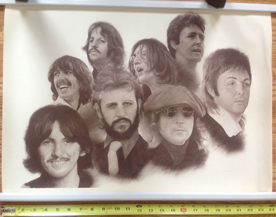Beatles Pencil Sketch Poster By CHAPLAN 1979 ! Sep 15, 2013