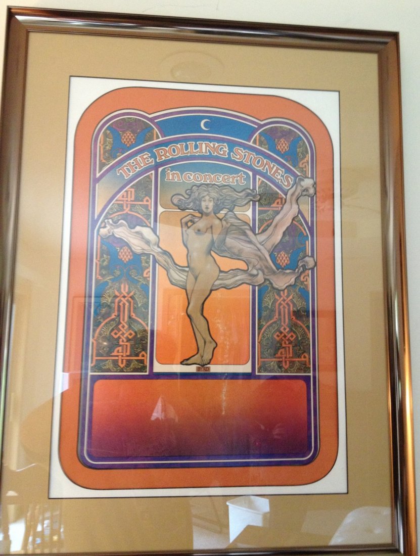ROLLING STONES - DAVID BYRD - Original: STONES - BYRD - 24'x32"x2" framed poster. Great framing. Artist David Byrd's Rolling Stones Tour Poster. 1969 tour that ended in tragedy when a concert attendee was killed during mayhem at the Altamon