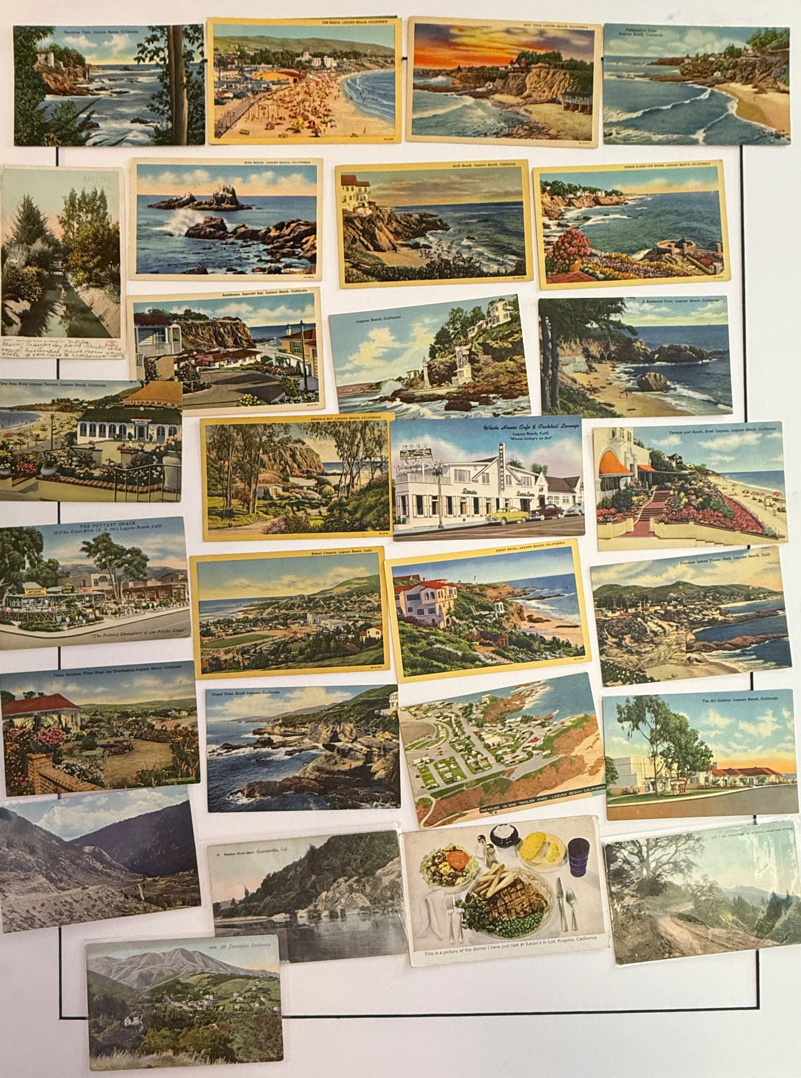 POST CARD SET - CALIFORNIA SET #3: POST CARD SET - CALIFORNIA SET #3 FEATURING LINEN AND CHROME CARDS,
