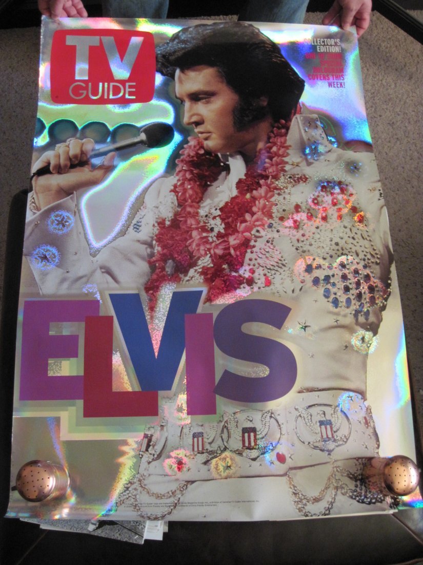 ELVIS - RARE- UNPUBLISHED TV GUIDE HOLOGRAM POSTERS (4): ELVIS - RARE- UNPUBLISHED TV GUIDE HOLOGRAM POSTERS ALL 4 ! ! ! COMPLETE WITH MATCHING AND ORIGINAL TV GUIDE FROM THAT YEAR... E L V I S P R E S L E Y VINTAGE/ORIGINAL POSTER app. 27" x 41" Glossy/Sup