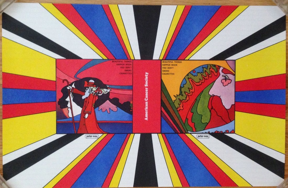 PETER MAX AMERICAN CANCER SOCIETY BOOK COVER: PETER MAX AMERICAN CANCER SOCIETY BOOK COVER - Rare in this condition. Frame as a poster.