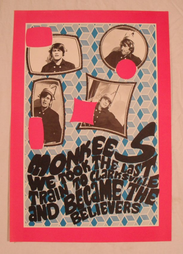Monkees 1968 Konst Sweden 2-Sided Poster Davy Jones: Original 1968 Konst-Sweden 2-Sided Portfolio Page on matte stock. Size is 20 x 13 7/8 inches. There is the most minimal of handling wear with the three top edge staple holes where the pages had origin