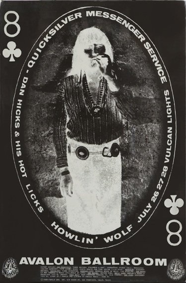 QUICKSILVER MESSENGER SERVICE FD#130 Family Dog Poster: QUICKSILVER MESSENGER SERVICE - Family Dog Poster FD#130 DAN HICKS and his HOT LICKS HOWLIN' WOLF VULCAN LIGHTS AVALON BALLROOM