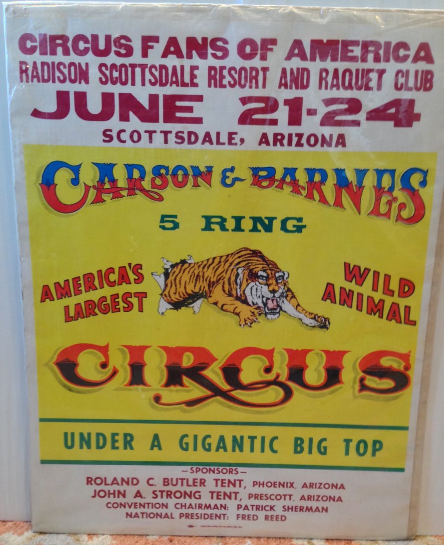 CARSON & BARNES 5 RING CIRCUS POSTER: CARSON & BARNES 5 RING CIRCUS POSTER from Phoenix Arizona. Playing at the Scottsdale Resort and Racquet Club