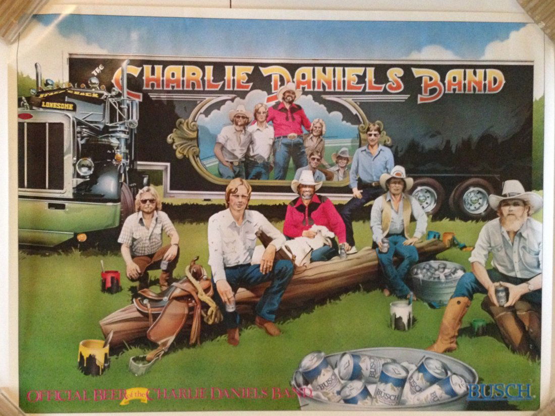 HUGE MUSIC COLLECTION OF POSTERS: MUSIC COLLECTION OF POSTERS Beach Boys, 17 x 21 (multiple !) Waylon and Willie 22 x 22 Charlie Daniels - 31 x 23 - Busch beer (multiple) History of Rock 16 x 22 Alan Parson 23 x 35 Kenny Rogers 24 x 3