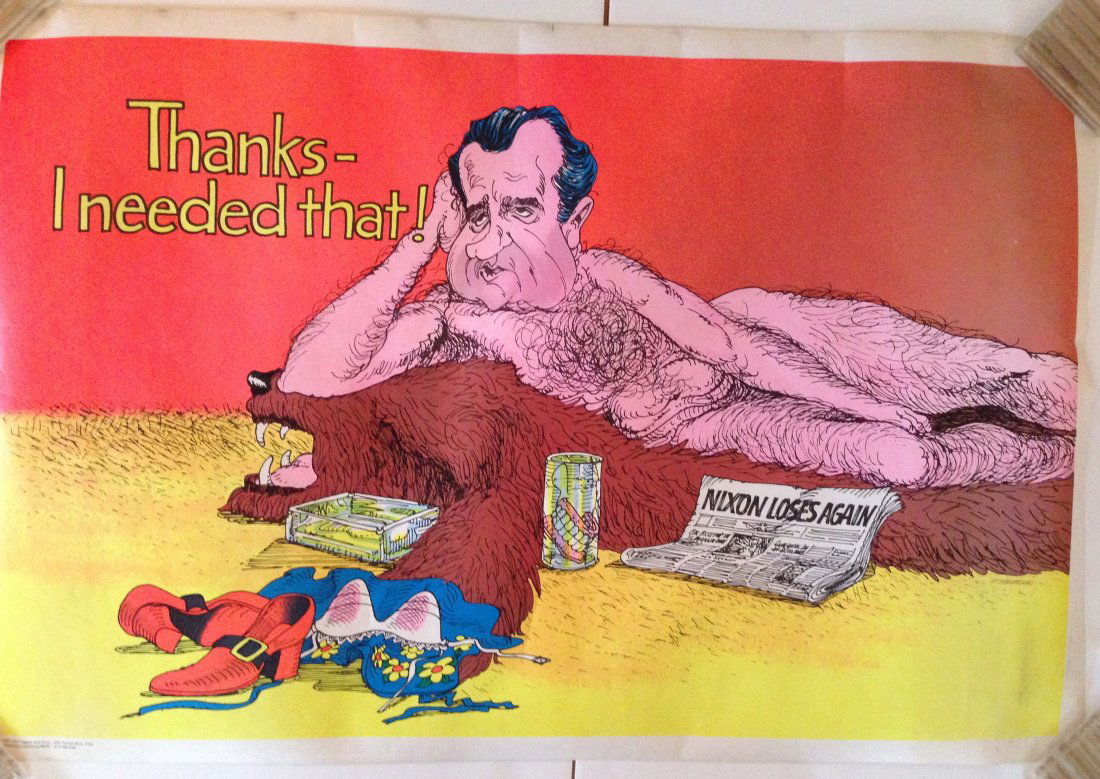 Nixon Thanks I Needed That 1972 blacklight poster: Nixon Thanks I Needed That 1972 Dick Dagres and Assoc. Art by F. Salvador Near Mint !