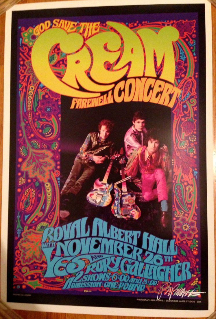 CREAM - KARL FERRIS / MASSE: CREAM Signed by artis Bob Masse 16 x 24 2005 Photo by Karl Ferris Mint