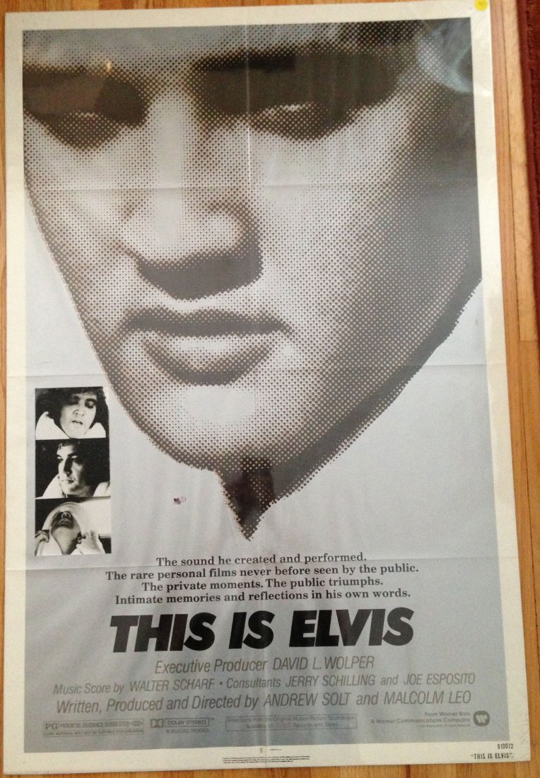 ELVIS POSTER - THIS IS ELVIS: ELVIS POSTER - THIS IS ELVIS 27" x 41" 1972 Warner Bros. Movie One-Sheet With free included photo's of Elvis Excellent Condition