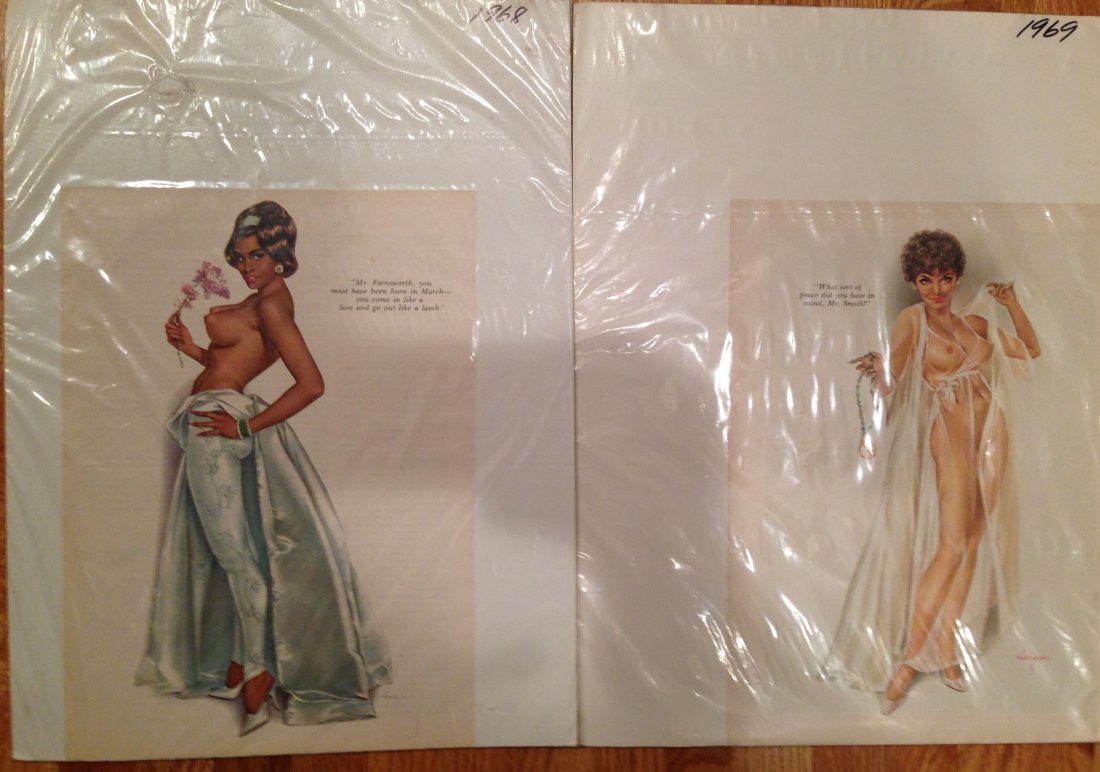 TWO 1968/1968 VINTAGE PIN UPS FROM MAGAZINES: TWO 1968/1968 VINTAGE PIN UPS FROM MAGAZINES. Mr. Farnsworth, you must have been born in March... You come in like a lion, and out like a lamb. and What sort of PEACE did you have in mind, Mr. Smith ?
