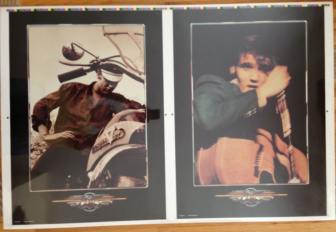 TWO - RARE - UNCUT ELVIS POSTERS !: TWO - RARE - UNCUT ELVIS POSTERS ! Photos by Alfred Wertheimer Young Elvis on Harley Davidson Young Elvis at Microphone with Guitar AMAZING RARE SHOTS on NEVER BEFORE SEEN OR AVAILABLE POSTERS - UNCUT