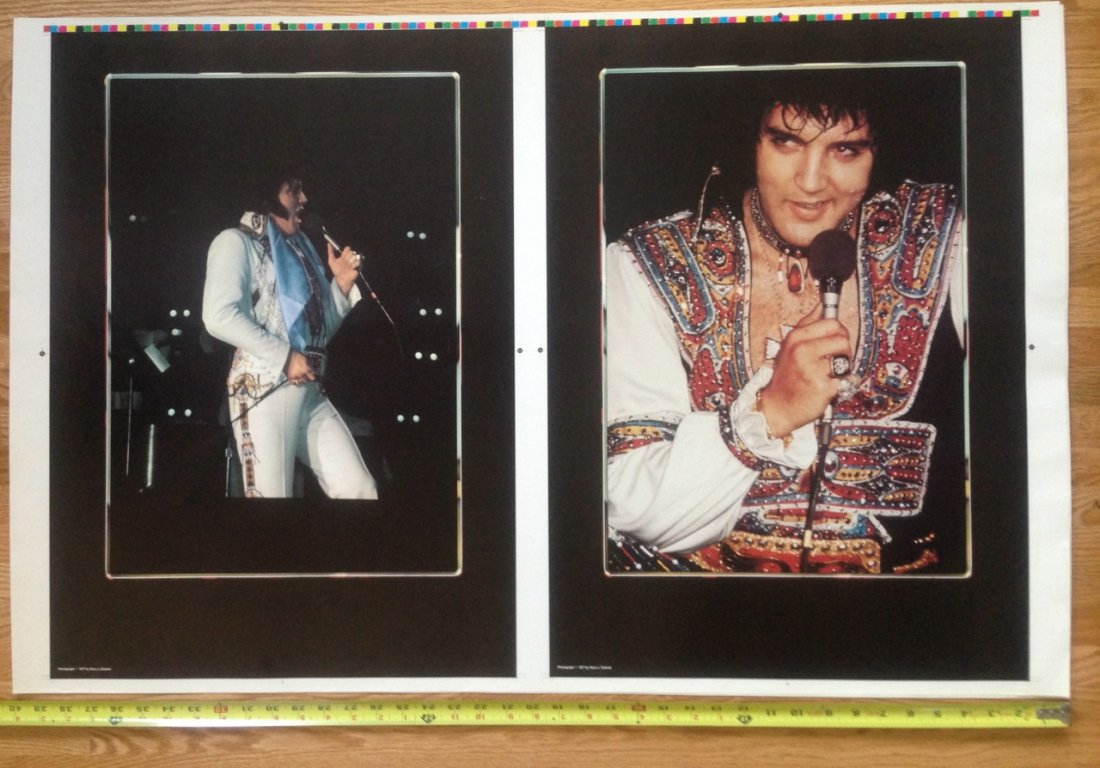 RARE UNCUT ELVIS POSTERS - 1977: RARE UNCUT ELVIS POSTERS - 1977 - Photograph by Harry J. Siskind - Shows a larger Elvis with amazing swagger and appeal. On heavy stock. About 30" x 40"