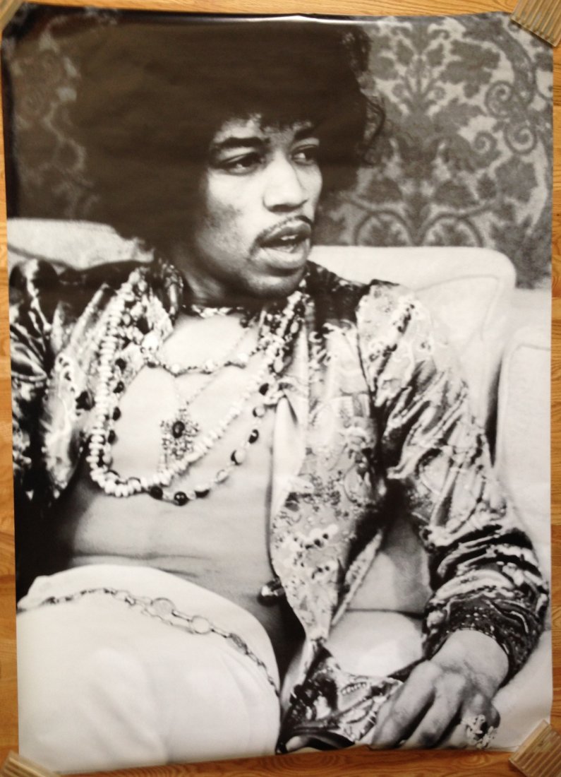 HENDRIX - OVERSIZED B/W: Nearly 60" x 40" - Hendrix - black and white. Amazing shot of Jimi laid back