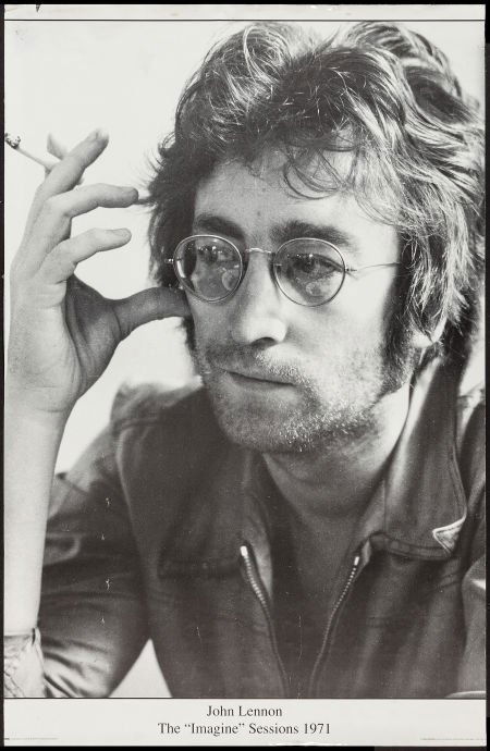 JOHN LENNON POSTER - THE IMAGINE SESSIONS -1971: JOHN LENNON POSTER - THE IMAGINE SESSIONS. Over 24" x 36" - some creasing. Heavy stock. 1971.