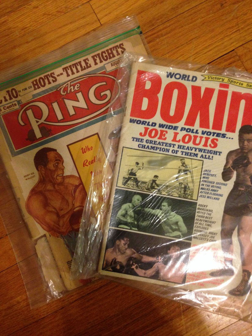 TWO VINTAGE BOXING MAGAZINES - 1952 / 1972: TWO VINTAGE BOXING MAGAZINES - The Ring from August 1952 and World Boxing from December 1972. Jersey Joe Walcott and Ezzard Charles. Joe Lewis Frazier, Ali, amazing vintage articles and ads.