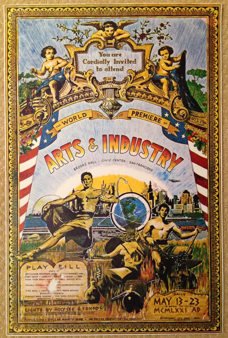 Quicksilver/War/Moby Grape- Arts & Industry 1971 POSTER: Quicksilver/War/Moby Grape- Arts & Industry 1971 POSTER. QUICKSILVER / ERIC BURDON & WAR / MOBY GRAPE +more "ARTS & INDUSTRY" BROOKS HALL CIVIC CENTER S.F. MAY 13 1971 POSTER. This is the first pressi