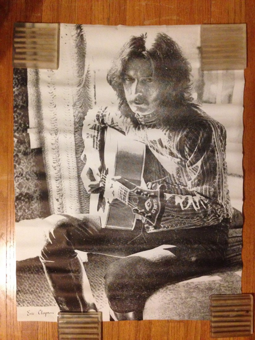 ERIC CLAPTON - RARE PRINT: ERIC CLAPTON - RARE PRINT. With Gretsch guitar. About 1969 - same as Blind Faith poster. (23" x 30â€).