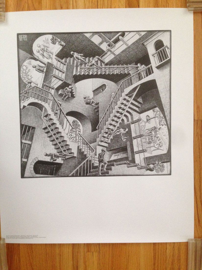 M.C. ESCHER - RELATIVITY: M.C. ESCHER - RELATIVITY poster. Made famous in 1953. Print is about 22” x 26”