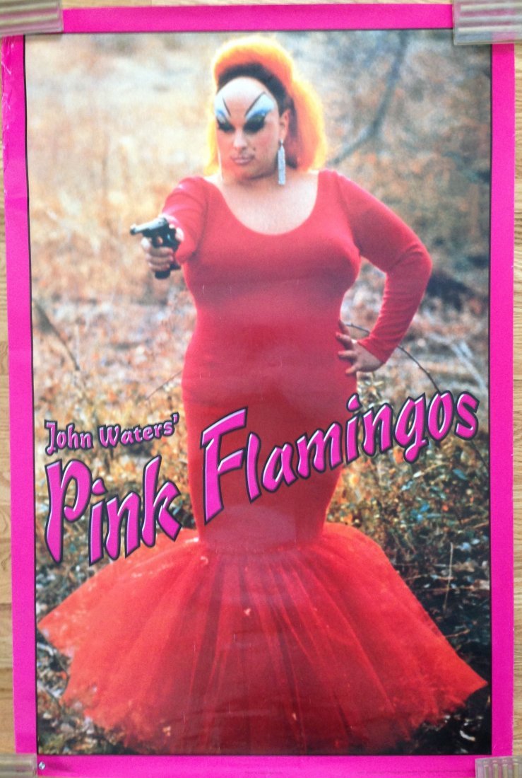 John Water's Pink Flamingos Poster: John Water's Pink Flamingos - Pinholes and slight edge wear - 23x35 - 1998 - New Line. Posterservice.