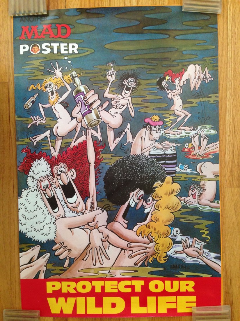 MAD MAGAZINE COLLECTOR POSTERS (2): MAD MAGAZINE COLLECTOR POSTERS (2). Each poster is mint. Stored flat since 1974 and 77. You get PROTECT OUR WILDLIFE and Mermaid Fishing. Art by D. Martin.