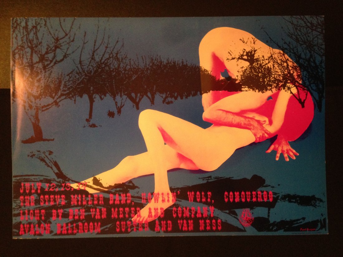 Steve Miller Band - Avalon, 1968 (FD127): Steve Miller Band Poster - Avalon Ballroom (San Francisco, CA) Jul 12, 1968 (FD127). The poster was only printed once before the concert. It measures 14" x 20 1/16”. ARTIST: Paul Kagan. PERFORMERS: 