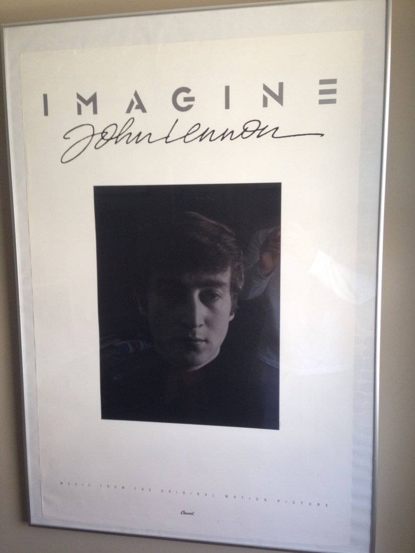 IMAGINE - JOHN LENNON ORIGINAL CAPITAL RECORDS PROMO: Photo by Astrid. IMAGINE - JOHN LENNON (ORIGINAL SOUNDTRACK POSTER) Movie Poster, 24 x 36. Original Soundtrack Poster. Director: Andrew Solt. Year: 1988. RARE CAPITOL RELEASE. does not come with frame
