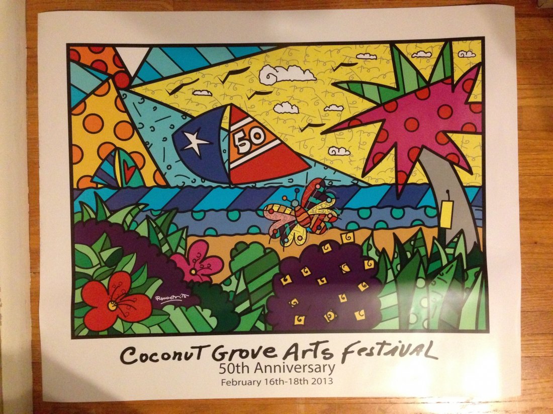 COCONUT GROVE 50TH ANNIVERSARY ARTS FESTIVAL POSTER: COCONUT GROVE 50TH ANNIVERSARY ARTS FESTIVAL POSTER. Mint on heavy, glossy stock. About 26â€ x 32â€. Florida Art fair celebrates 50 with this collector poster.