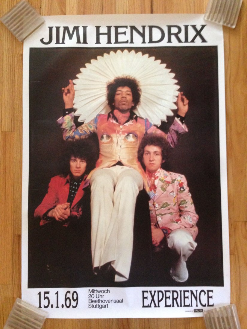 JIMI HENDRIX EXPERIENCE - GERMANY TOUR POSTER: JIMI HENDRIX EXPERIENCE - GERMANY TOUR POSTER. By Splash. January-15-1969. Stuttgart Germany. About 24â€ x 36â€.