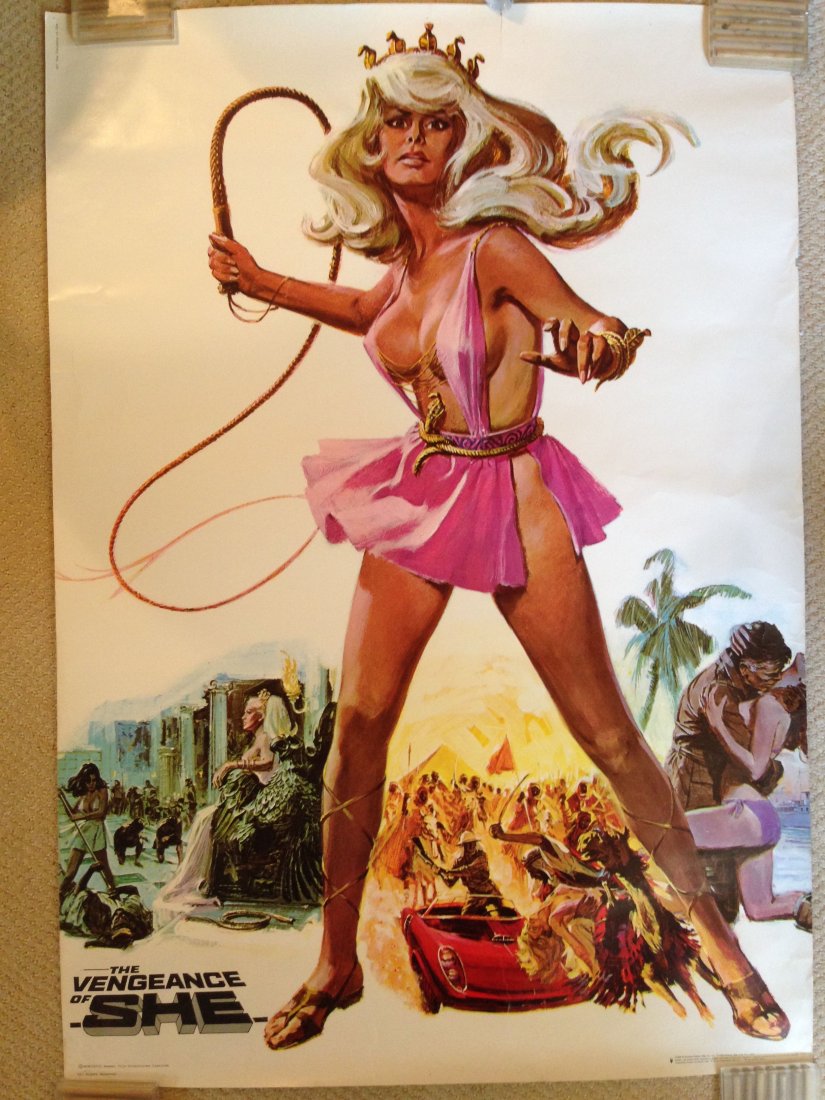 THE VENGEANCE OF SHE MOVIE POSTER: THE VENGEANCE OF SHE MOVIE POSTER. 1968 PERSONALITY POSTERS. The Vengeance of She is a 1968 British fantasy film directed by Cliff Owen and starring John Richardson, Olga SchoberovÃ¡, Edward Judd an