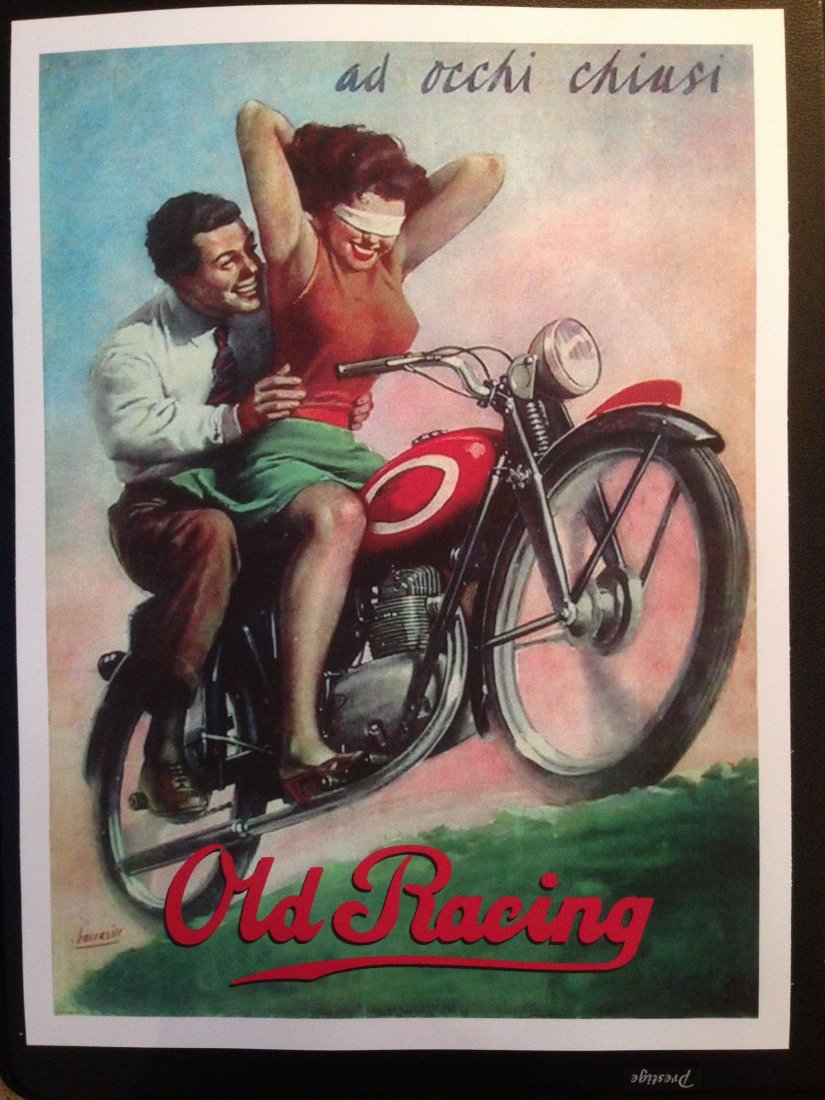 OLD RACING MOTORCYLE POSTER - Gilera 125: OLD RACING MOTORCYLE POSTER. Reproduction of motorcyle printcalled Gilera 125 by Gino Boccasile - which was an Offset, printed in 1949-1950 ca. Arti Grafiche Matelli, Milano. This