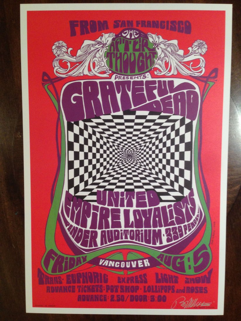 AFTER THOUGHT - GRATEFUL DEAD - SIGNED: AFTER THOUGHT - GRATEFUL DEAD - SIGNED BY ARTIST BOB MASSE. UNITED EMPIRE LOYALISTS. VANCOUVER.