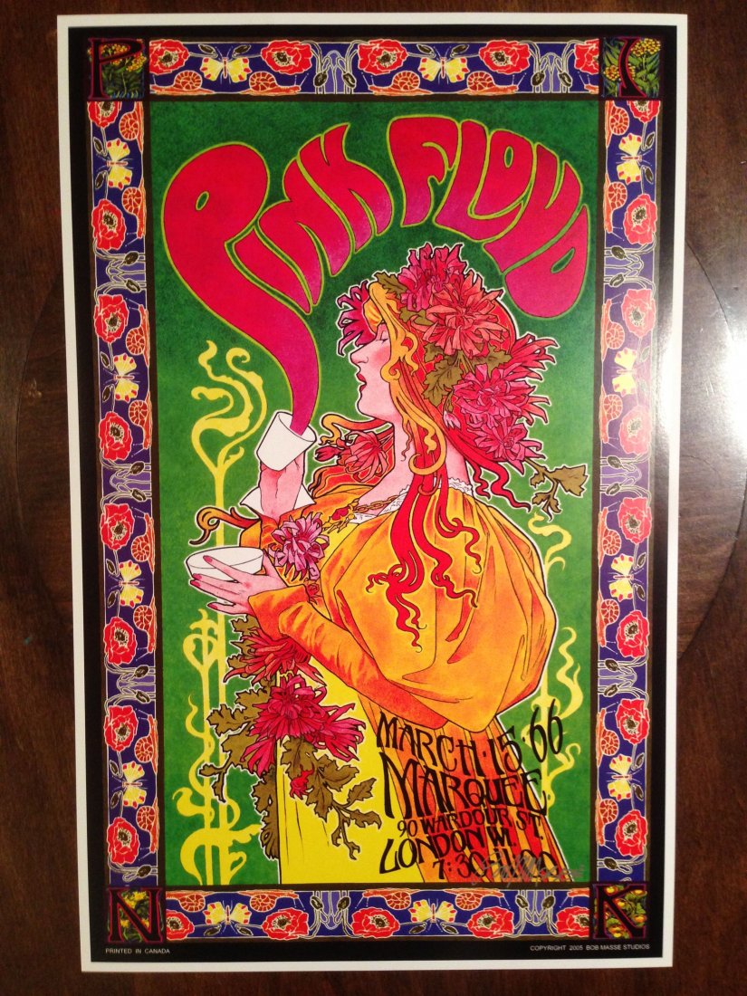 PINK FLOYD AT THE MARQUEE IN LONDON - SIGNED: PINK FLOYD AT THE MARQUEE IN LONDON - SIGNED BY ARTIST BOB MASSE.