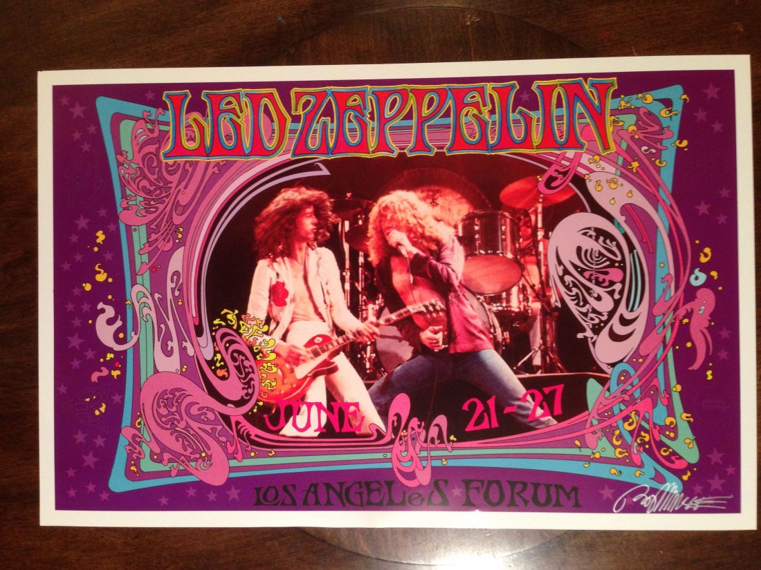 LED ZEPPELIN LIVE AT THE LOS ANGELES FORUM - SIGNED: LED ZEPPELIN LIVE AT THE LOS ANGELES FORUM - SIGNED BY THE ARTIST BOB MASSE.