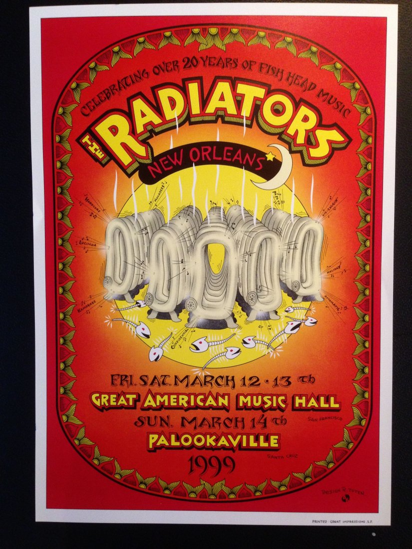 RADIATORS IN NEW ORLEANS: RADIATORS IN NEW ORLEANS. 1999. GREAT AMERICAN MUSIC HALL. DESIGNED BY RANDY TUTEN !