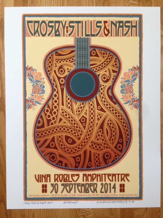 CSNY - DAVID EDWARD BYRD SIGNED - ARTIST PROOF: CSNY DAVID EDWARD BYRD SIGNED - ARTIST PROOF ! 17" x 22" ARTIST OF THE MONTH - DAVID EDWARD BYRD David Byrd was born April 4, 1941, in what is now Cleveland, Tennessee, and was raised in Miami Beach, 