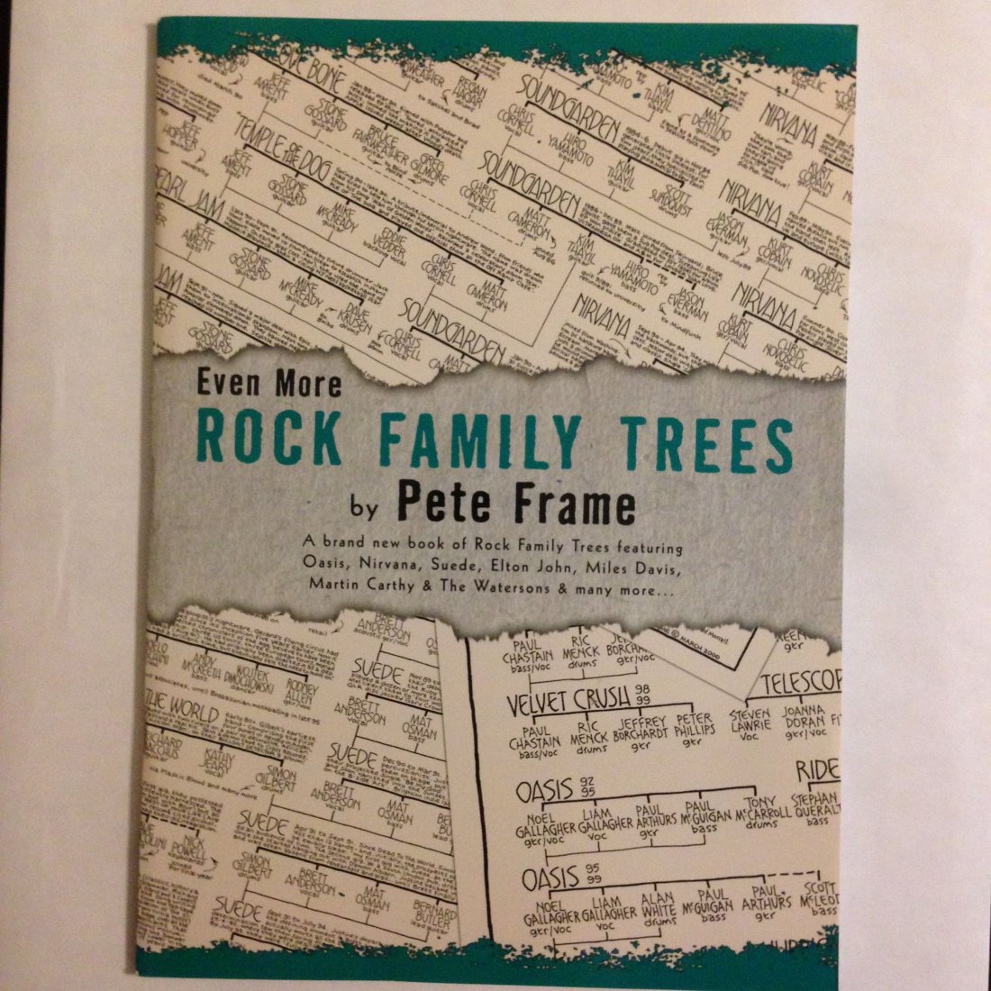 EVEN MORE ROCK FAMILY TREES - book: EVEN MORE ROCK FAMILY TREES - Amazing book by Pete Frame that shows the history of rock through visuals and family trees. Suede, Elton John, Miles Davis, Allman Brothers, ELP, Fleetwood Mac, Winwood, 