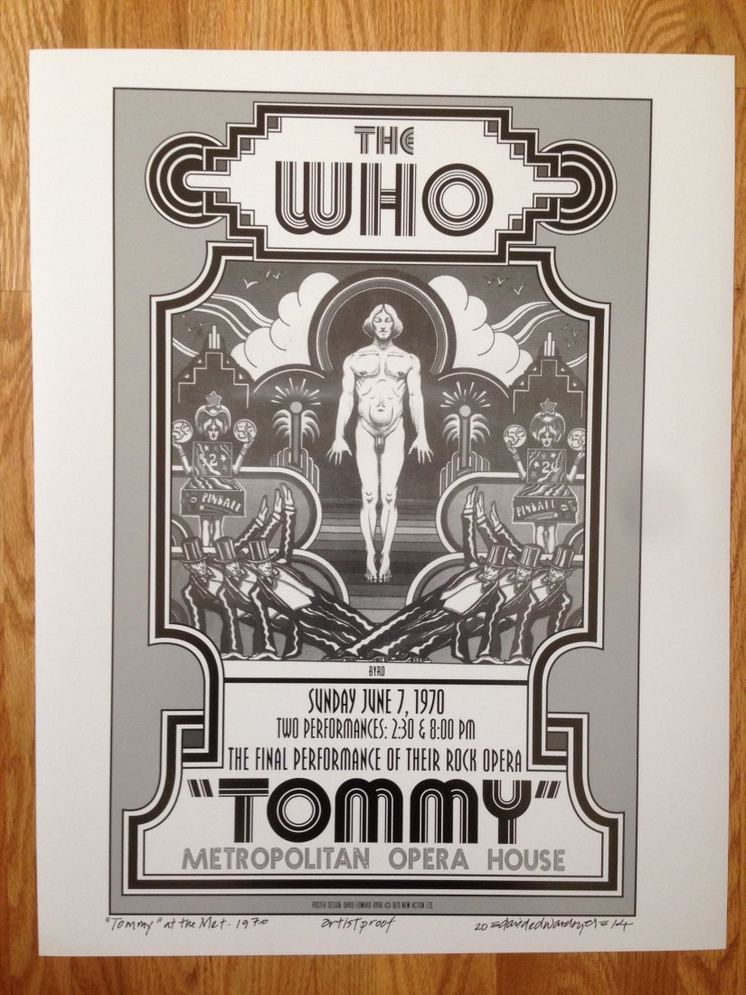 TOMMY - THE WHO - DAVID EDWARD BYRD: TOMMY DAVID EDWARD BYRD SIGNED 17" x 22" ARTIST OF THE MONTH - DAVID EDWARD BYRD ARTISTS PROOF ! ! David Byrd was born April 4, 1941, in what is now Cleveland, Tennessee, and was raised in Miami Beach