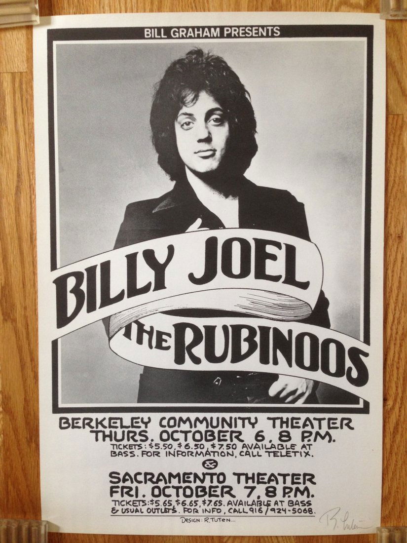 BILLY JOEL - SIGNED BY RANDY TUTEN !: BILL GRAHAM PRESENTS - BILLY JOEL - SIGNED BY RANDY TUTEN ! Billy JOEL AND THE RUBINOOS. At the Berkeley Community Theater.