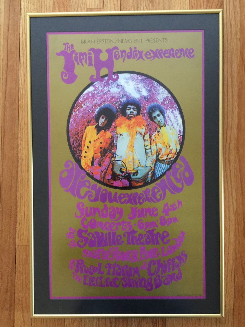 JIMI HENDRIX - SAVILLE THEATER LONDON: JIMI HENDRIX - SAVILLE THEATER LONDON. MINT. FRAMED. 16x26