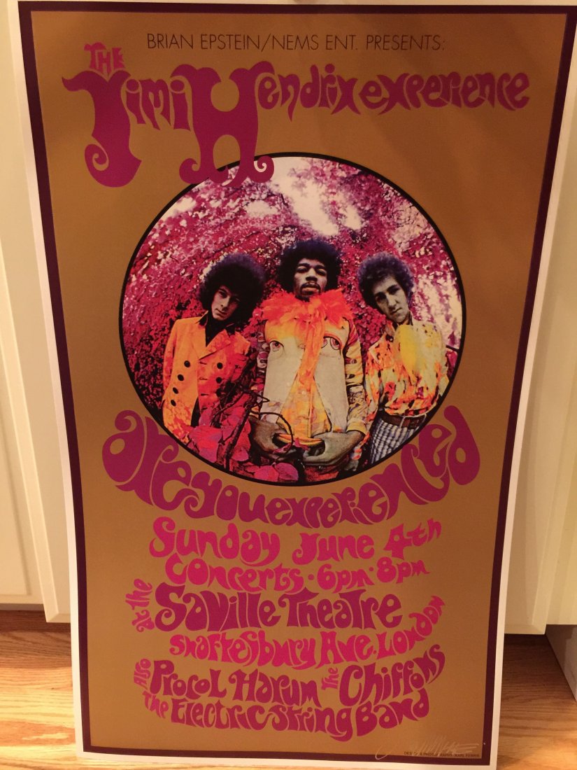JIMI HENDRIX - SAVILLE THEATER - SIGNED: JIMI HENDRIX - SAVILLE THEATER - SIGNED BY ARTIST BOB MASSE 15x22