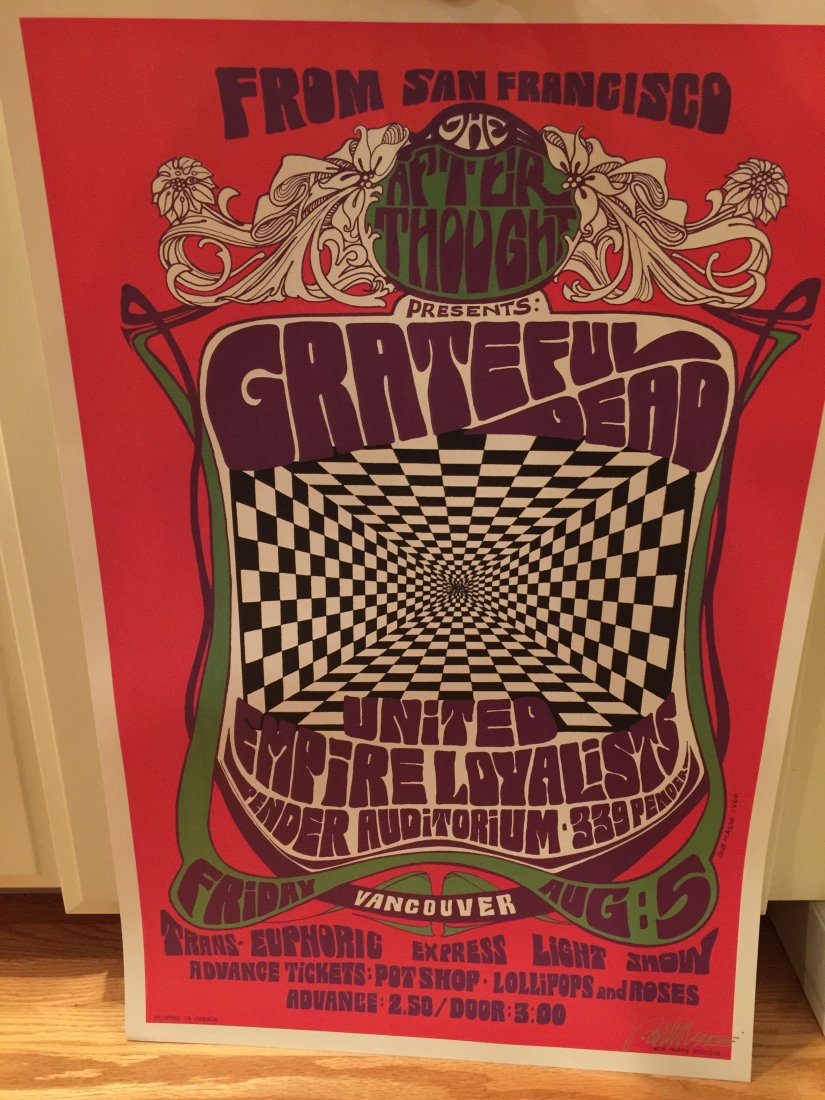 The Grateful Dead - 1967 Concert Poster: The Grateful Dead - 1967 Concert Poster - In 1967, The Grateful Dead travelled the west coast, and made their way to Vancouver B.C., where pioneering psychedelic artist Bob Masse was able to design th