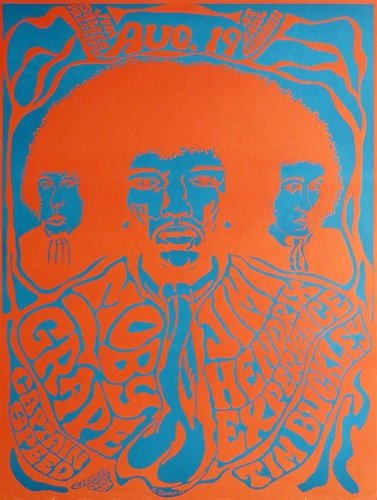 Jimi Hendrix At The Earl Warren Showgrounds Original: Jimi Hendrix At The Earl Warren Showgrounds Original Concert Poster ! Original Concert Poster From Santa Barbara - 17" x 23". 1967 - Second Printing. MINT to NEAR MINT.