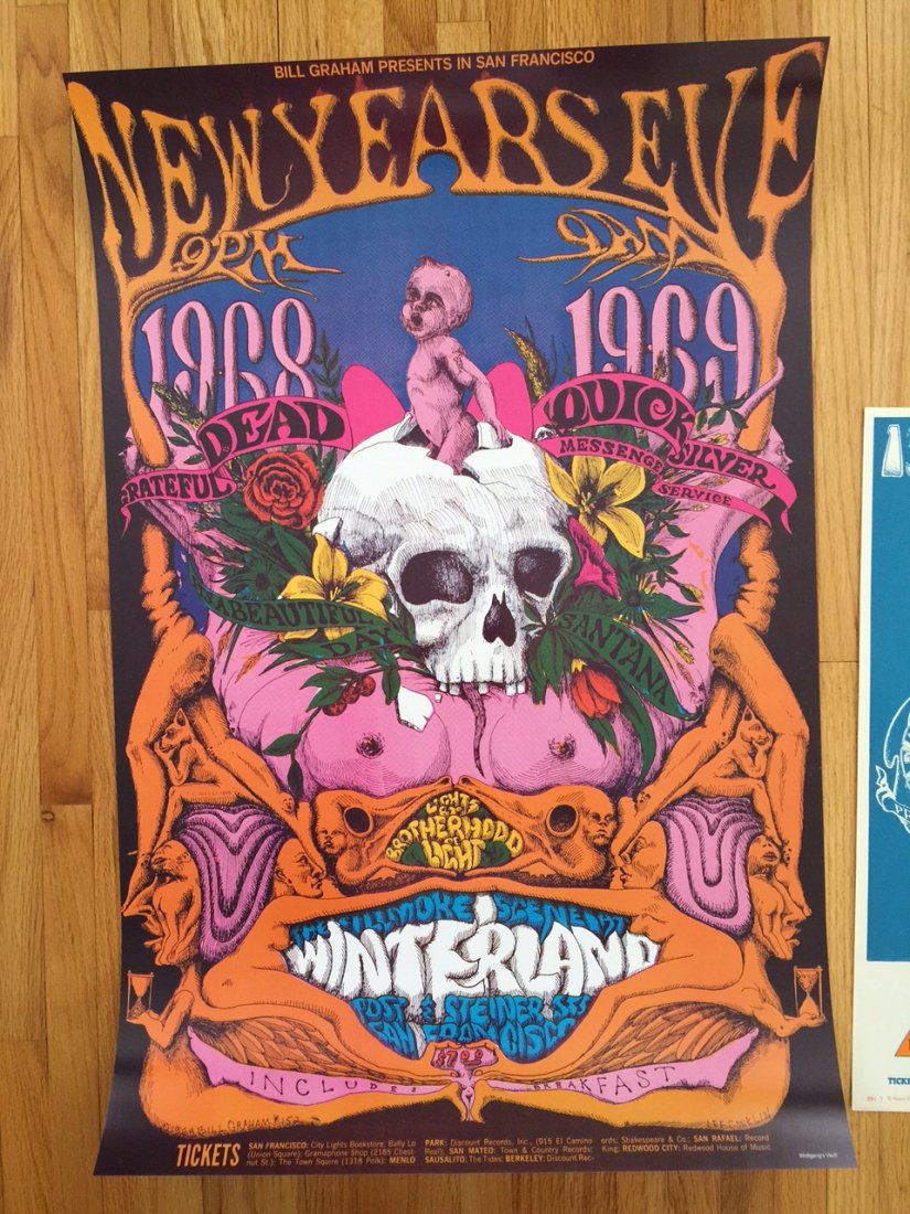 Grateful Dead New Years Eve @ Winterland Oversized: Grateful Dead New Years Eve @ Winterland Oversized Poster. PERFORMER: Grateful Dead, Quicksilver Messenger Service, It's a Beautiful Day, Santana. LIGHT SHOW: Brotherhood Of Light, ITEM NUMBER: BG152-