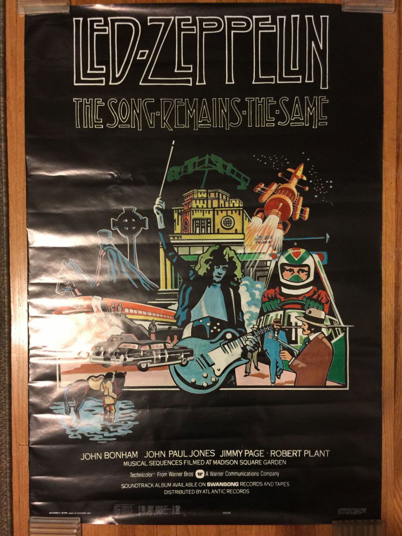 LED ZEPPELIN - THE SONG REMAINS THE SAME: LED ZEPPELIN - THE SONG REMAINS THE SAME poster. 1981. Non-USA release poster. About 24 x 36. Good condition with rolled creases that will come out when flattened.