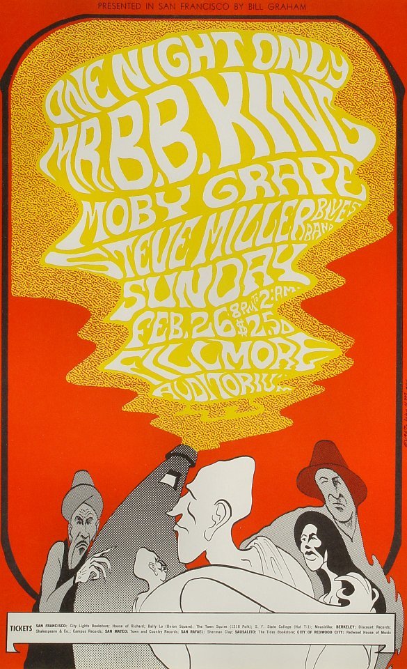 B.B. King Postcard: B.B. King Postcard1st Printing. B.B. King got his first standing ovation at the Fillmore. He loved those audiences because they participated, and they let one know in no uncertain terms when the music