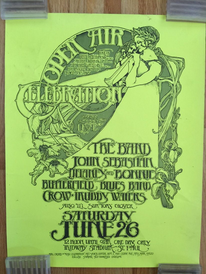 OPEN AIR CELEBRATION: OPEN AIR CELEBRATION at MIDWAY STADIUM. TH BAND, JOHN SEBASTIAN, CROW, MUDDY WATERS, DELANEY & BONNIE, BUTTERFIELD BLUES BAND,