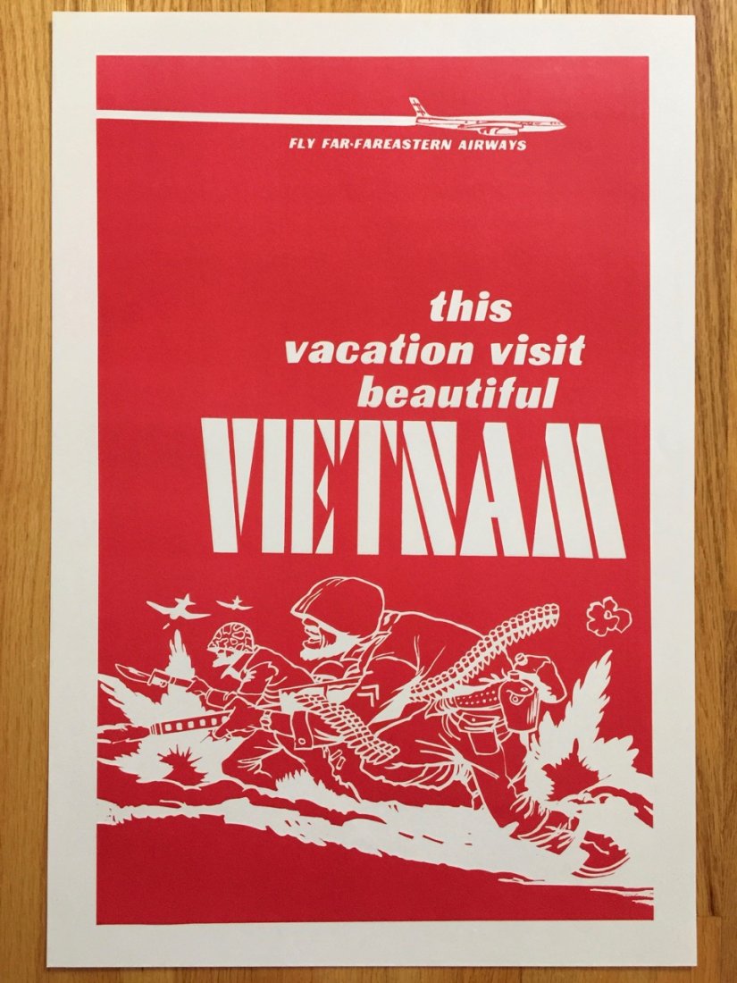VIETNAM TRAVEL POSTER: VIETNAM TRAVEL POSTER. This is the small version of this poster. No printer marks on this but the original was developed by Pandora Productions. about 18 x 22.